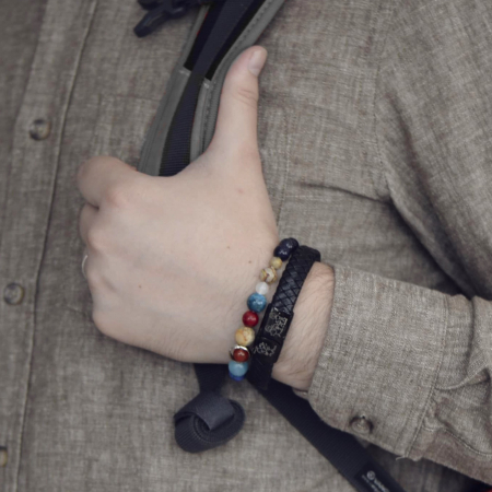 Cadou Barbati - Bratara Premium din Piele cu Copacul Vietii, Crom Negru [3]