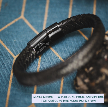 Brățară de piele Premium - crom negru, Personalizabilă (classic) [2]