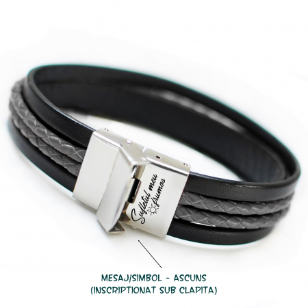 Bratara lata de piele cu mesaj PERSONALIZABILA - Barbati [2]