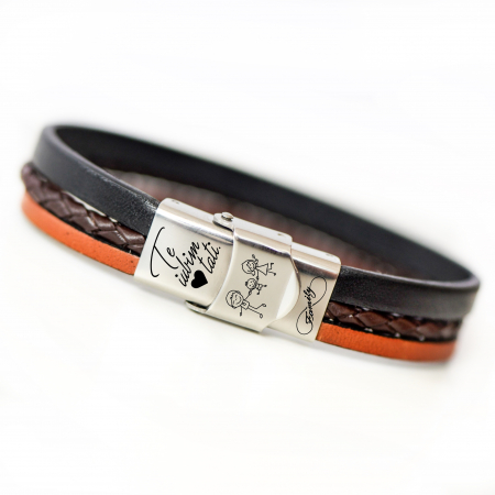 Cadou Barbati - Bratara din Piele Colorata cu Mesaj 'Te Iubim Tati' [3]