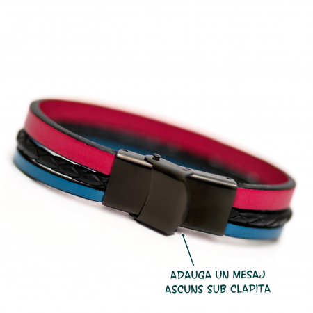 bratara din piele personalizabila colorata cu inchizatoare neagra pentru copii [3]