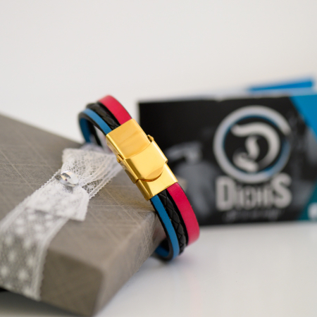 bratara din piele personalizabila colorata cu inchizatoare aurie pentru copii [2]