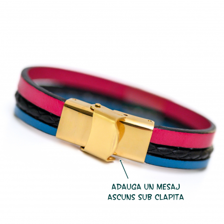 bratara din piele personalizabila colorata cu inchizatoare aurie pentru copii [3]