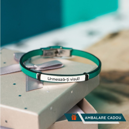 Bratara de piele subtire PERSONALIZABILA cu placuta din argint pentru copii [1]