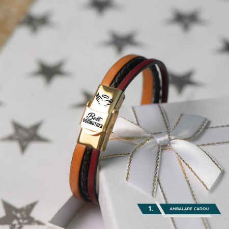 Bratara personalizata din piele - Cadou pentru nasa de botez [1]