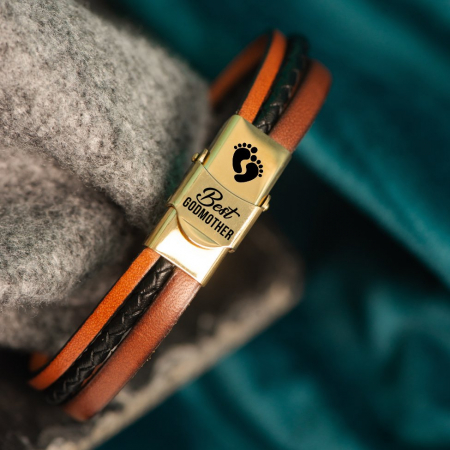 Bratari Dama - Bratara personalizata din piele - Cadou pentru nasa de botez