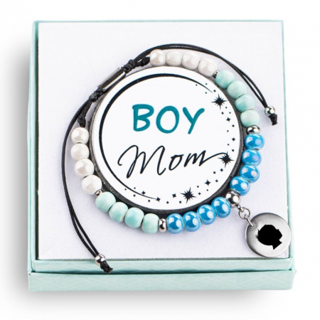 Bratara pentru Mama de Baietel - Boy Mom - Personalizata cu Nume, din Margele de Portelan [1]