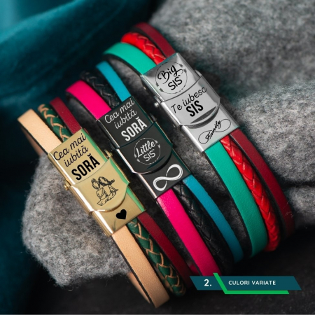 Cadou pentru Sora - Bratara Personalizata din piele cu mesaj [1]