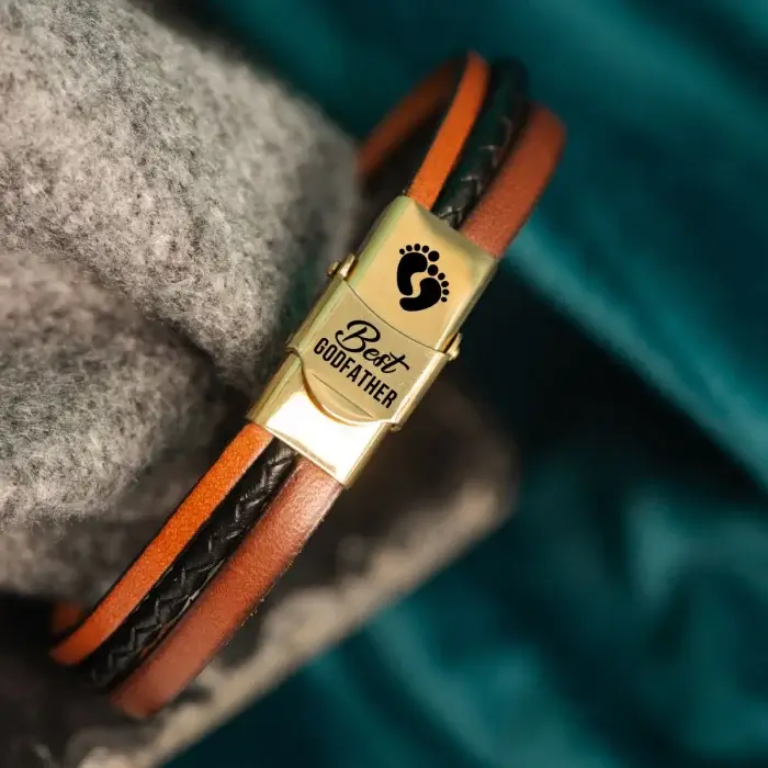 Tipuri Bratari - Bratara personalizata din piele - Cadou pentru Nasi de botez