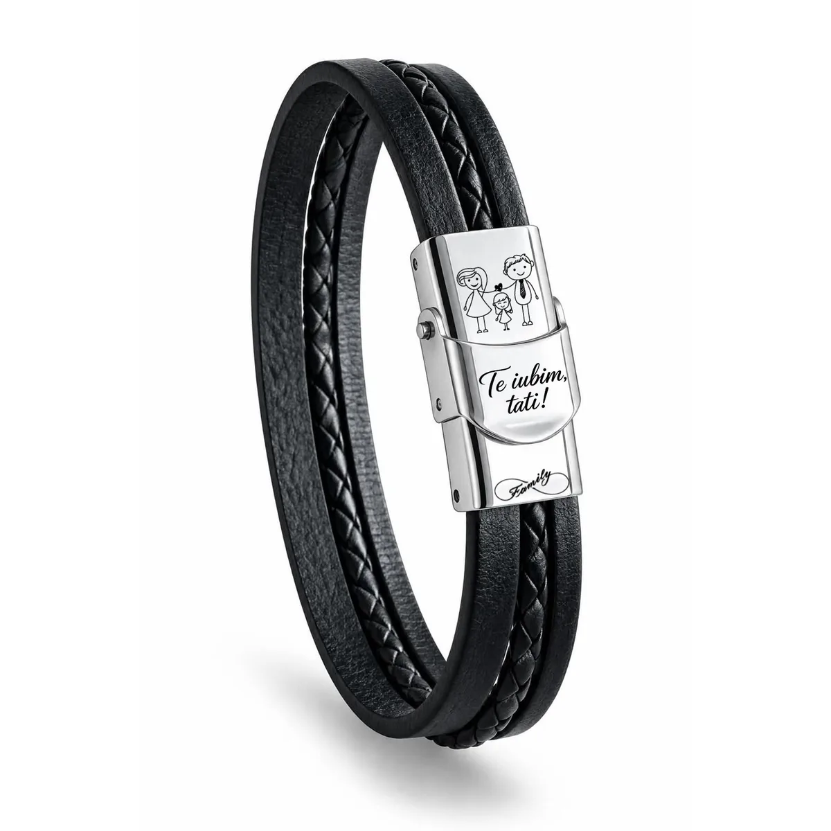 Bratari - Brățară „Te Iubim Tati” pentru Tata de Fetiță – Piele Personalizată