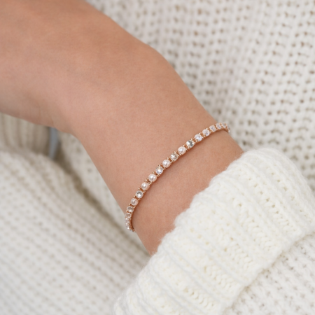 Bratara Tennis cu Perle Rose Gold – Elastica, Dama, Cadou [1]