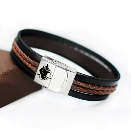 Brățară lată de piele cu zodie [4]