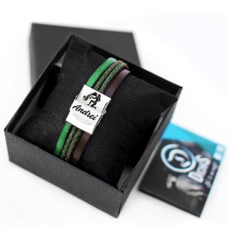 Brățară lată de piele cu zodie [3]