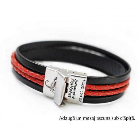 Brățară lată de piele cu zodie [5]