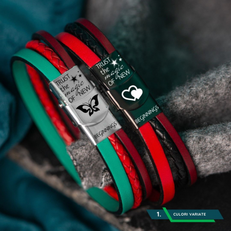 Bratari fete cu mesaj New beginnings, piele naturala [1]