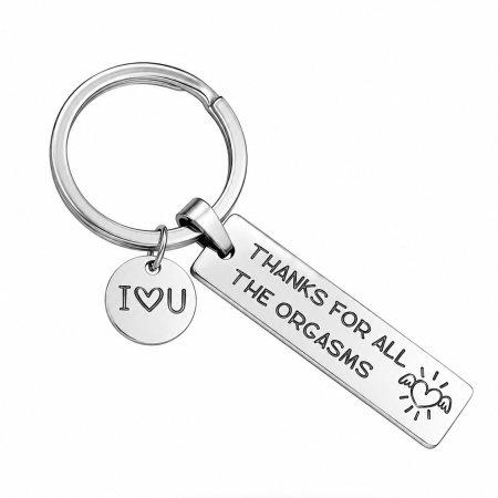 Cadouri - Breloc Personalizat din Inox – Mesaj Amuzant "Thank you for all the orgasms"