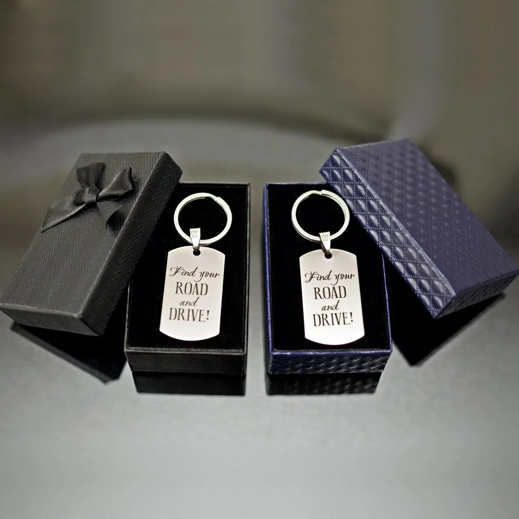 Breloc Personalizat cu Mesajul Tău - Cadou Gravat Text / Nume - Inox Premium - Cutie Inclusă [4]