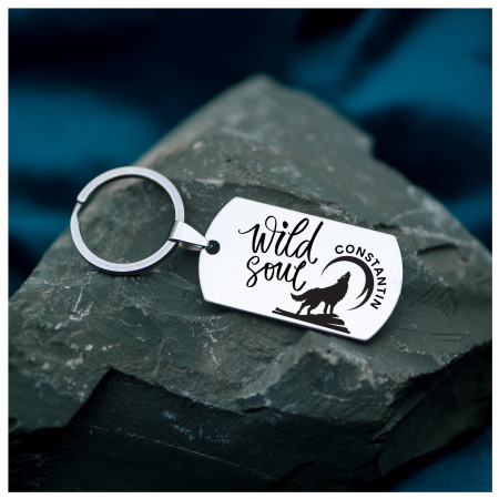 Brelocuri - Breloc Inox cu Nume si Mesaj Motivational - Wild Soul
