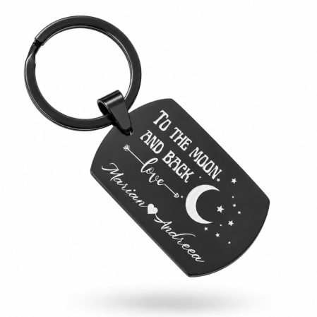 Breloc-Personalizat-cu-Nume-To-The-Moon-And-Back-Negru