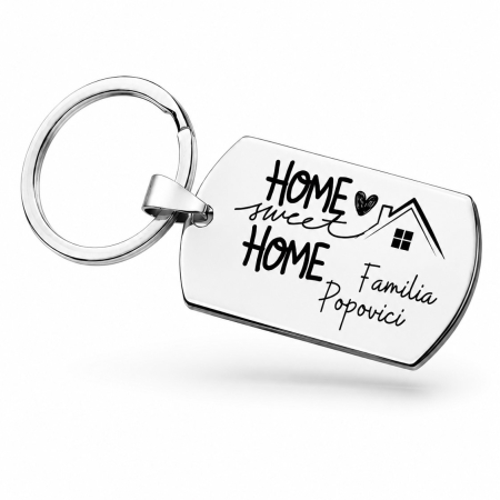Cadouri - Breloc-Personalizat-cu-Nume-de-Familie-Home-Sweet-Home