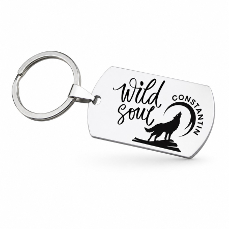 Breloc Inox cu Nume si Mesaj Motivational - Wild Soul