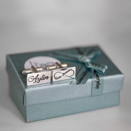 Butoni din argint dreptunghiulari cu inițiale/mesaj/simbol [1]