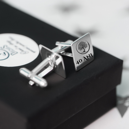 Butoni din argint pătrați, cu mesaj și simbol [2]