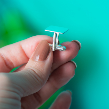 Butoni din argint pătrați, cu mesaj și simbol [4]