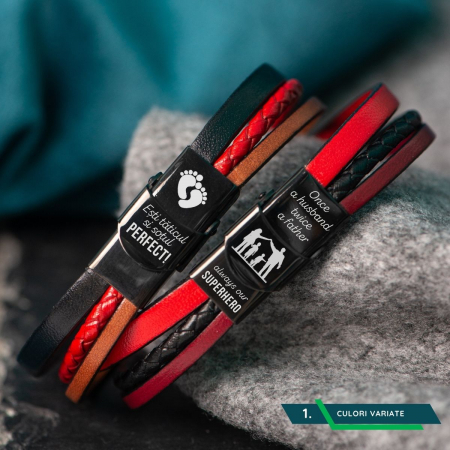 Cadou Barbati - Bratara din Piele Colorată cu Mesaj 'TATIC [1]