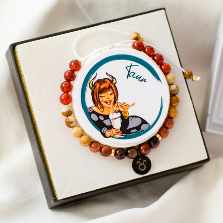 Taur - lumanare parfumata si bratara semipretioasa - pachet cadou zodie [2]