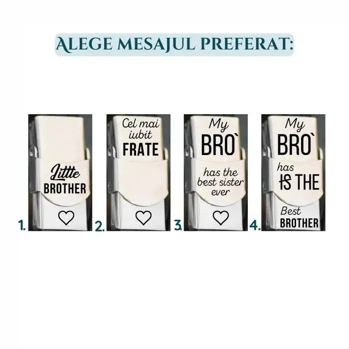 Bratara din piele cu mesaj pentru frate, inchizatoare inox [3]