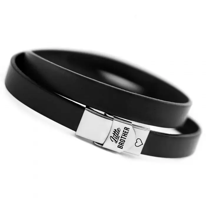 REDUCERI - Bratara din piele cu mesaj pentru frate, inchizatoare inox
