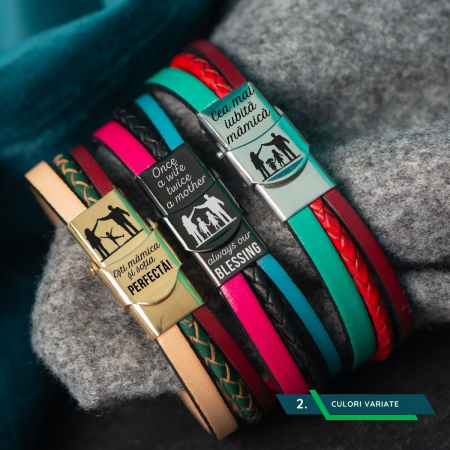 Cadou proaspata Mamica - Bratara din piele Personalizata cu mesaj [1]