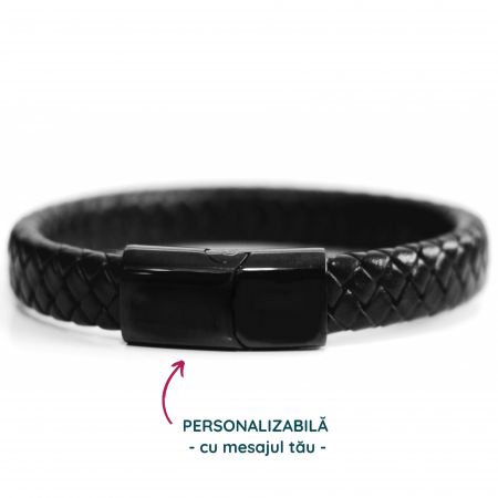 Brățară de piele Premium - crom negru, Personalizabilă (classic) [1]