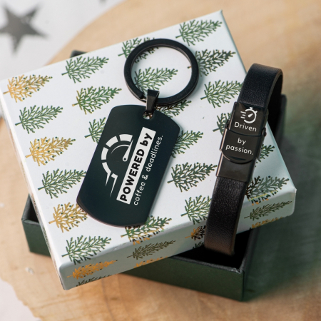 Cadouri Secret Santa si Craciun - set-cadou-secret-santa-pentru-barbati-bratara-si-breloc-personalizat-elegant