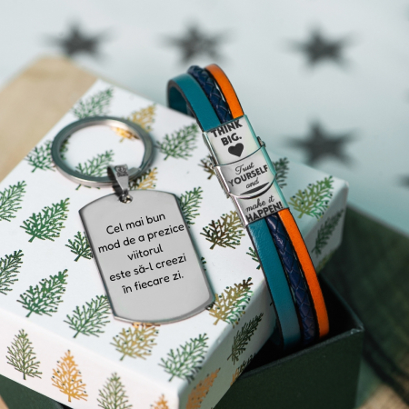 Cadouri Secret Santa si Craciun - set-cadou-secret-santa-pentru-barbati-bratara-si-breloc-personalizat-motivational