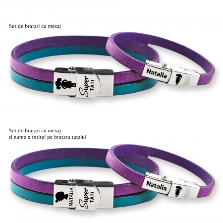 Set de Bratari Tata Fiica din piele [3]