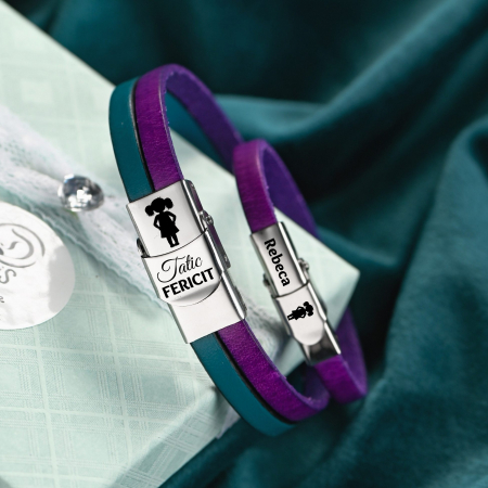 Set de Bratari Tata Fiica din piele [2]