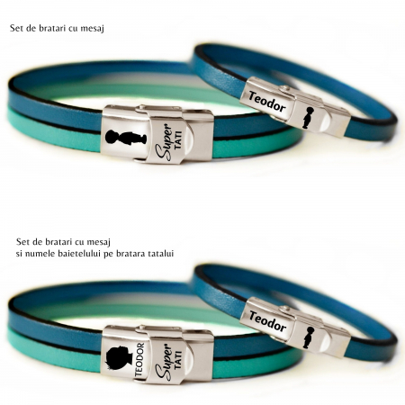 Set de Bratari Tata Fiu din piele [2]
