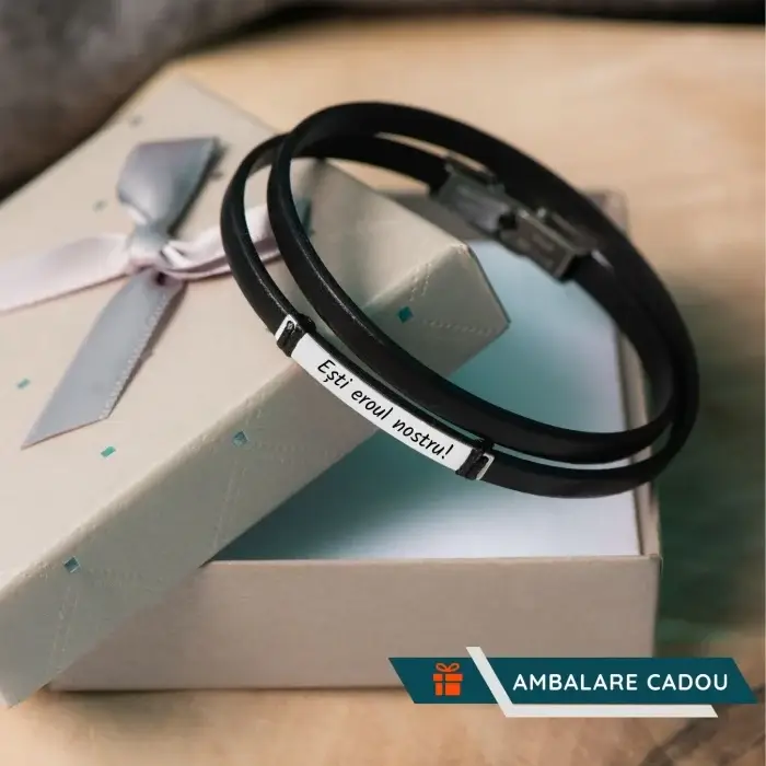 Sot și tatic - Brățară Elegantă din Piele și Argint Personalizabilă - Cadou Ideal pentru Bărbați [2]