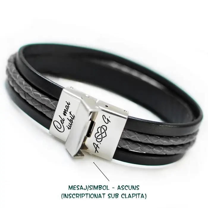 Sot si tatic - Bratara lata de piele cu mesaj [5]