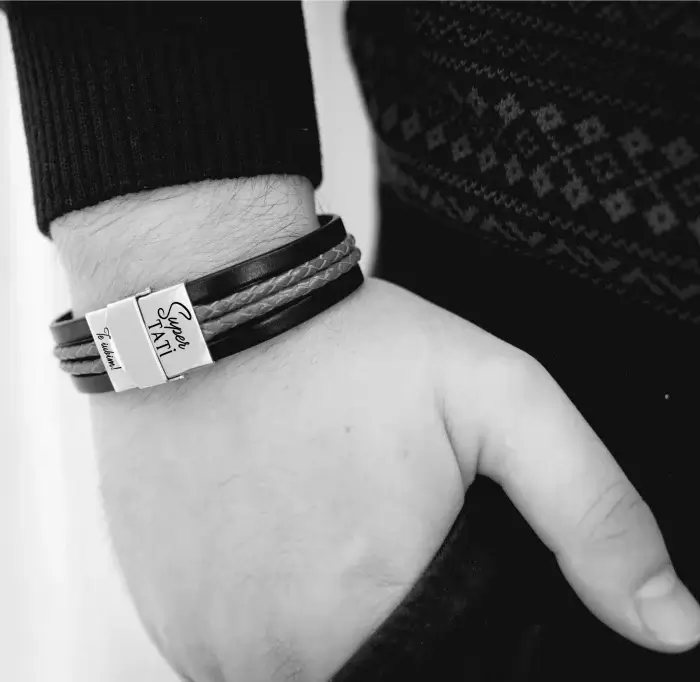 Sot si tatic - Bratara lata de piele cu mesaj [2]