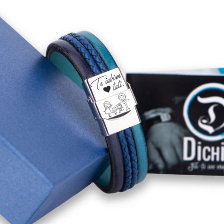 Te iubim tati - Bratara lata de piele cu mesaj [2]