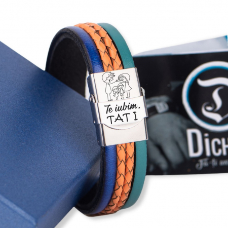 Te iubim tati - Bratara lata de piele cu mesaj [0]