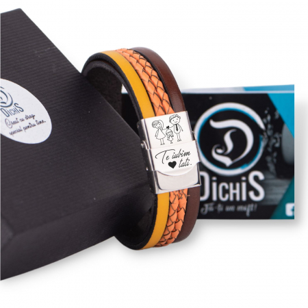 Te iubim tati - Bratara lata de piele cu mesaj [1]