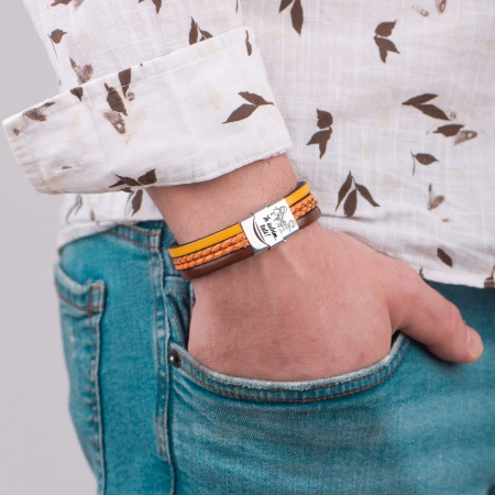 Te iubim tati - Bratara lata de piele cu mesaj [1]