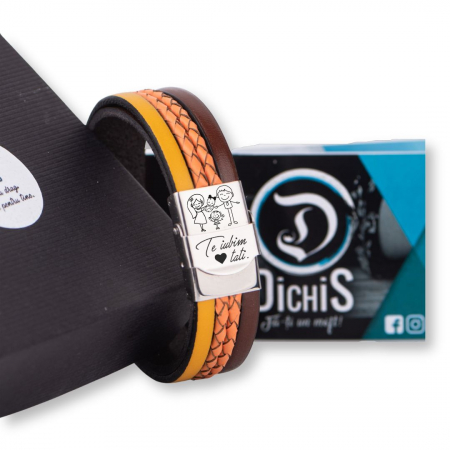 Te iubim tati - Bratara lata de piele cu mesaj [3]