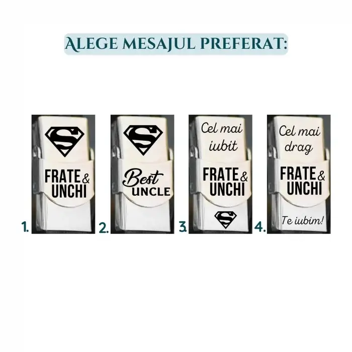 Bratara din piele cu mesaj personalizat pentru unchi, inchizatoare inox [2]