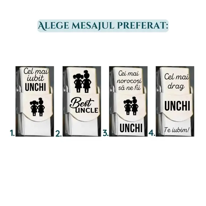 Bratara din piele cu mesaj personalizat pentru unchi, inchizatoare inox [3]