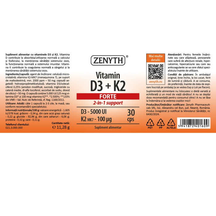 Vitamina D3+K2 Forte x 30cps Zenyth [4]